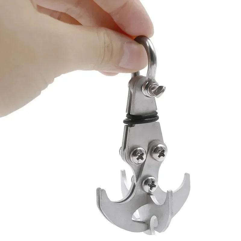 Folding Grappling Hook - Stainless Steel Survival Claw, Heavy Duty Rock Climbing Tool for Outdoor Camping/Hiking/Tree Rescue