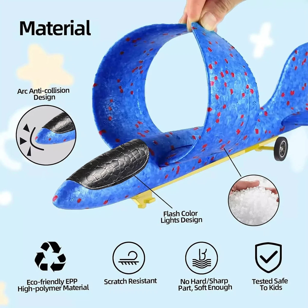 Kids Foam Aircraft 10M Launcher Catapult Glider Aircraft Gun Toy Children's Outdoor Game Soft Bullet Gun