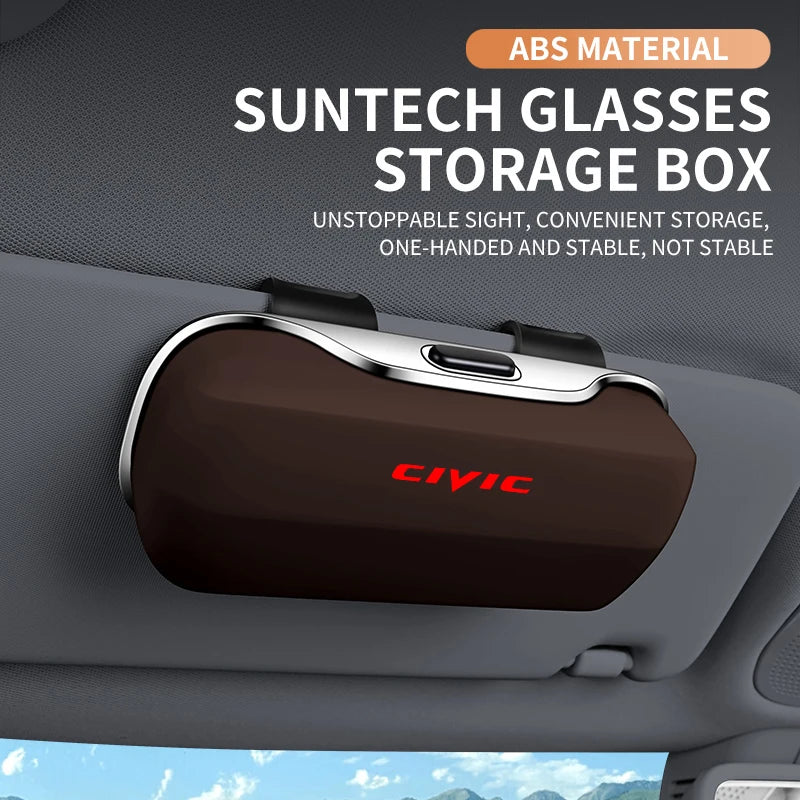 Car Eyewear Case Box Sunglasses Holder Sun Visor Storage Protective Frame Box Glasses Clip For Honda Civic 7 8 9 10 11Th Gen