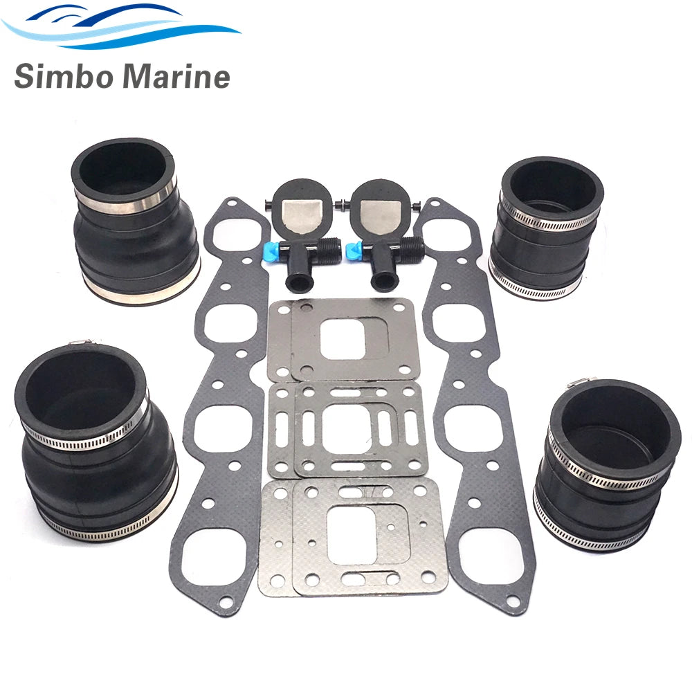 Exhaust Wet Joint Manifolds Bellow Kit With Gasket Kits For MerCruiser V8 GM 454 502 22-806926A1 27-46820 27-863726 32-90949T