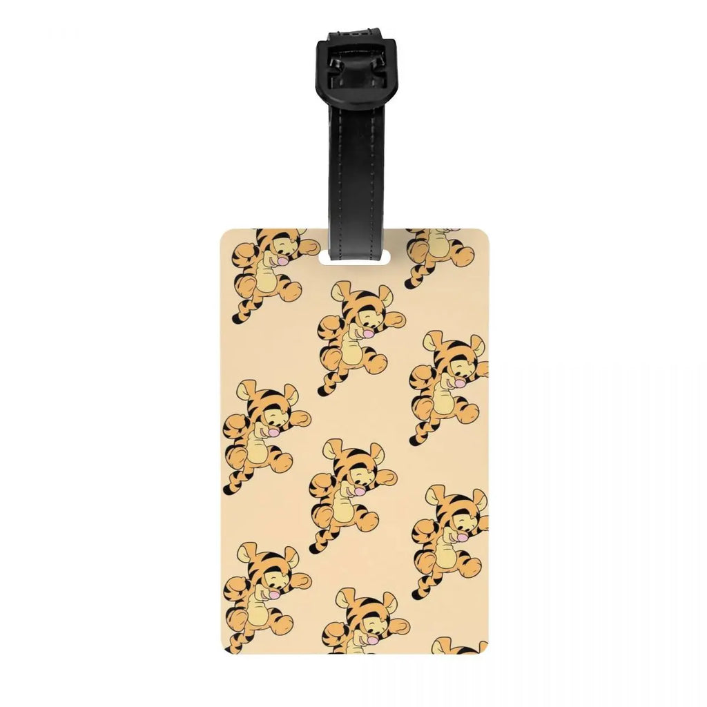 Custom My Friends Cartoon T-Tigger Pooh Luggage Tag Privacy Protection Baggage Tags Travel Bag Labels Suitcase