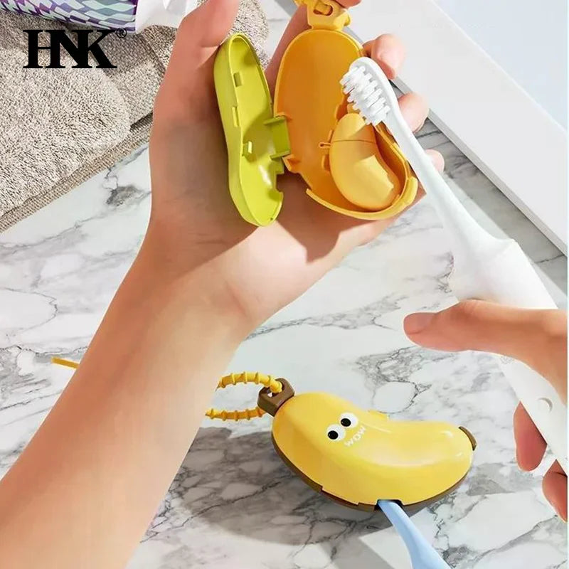 Banana Toothbrush Head Protective Cover With Toothpaste Compartment Toothbrush Dust Clamp Portable Travel Style Storage Box