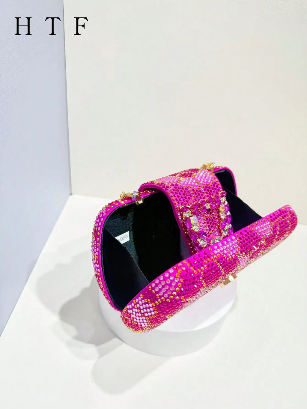 Evening Clutch Bag Fashion Glitter Fashion Clutch Bags Diamonds Metal Handle Evening Bags Ruched Box Handbags