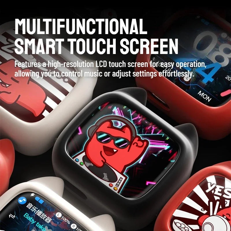 Zombiescat Touch Screen Bluetooth 6.0 Earphones ENC Call Noise Canceling Headphone HiFi Sound TWS Wireless EarBuds with Lanyard