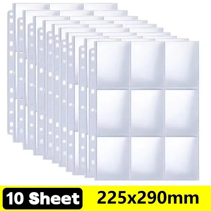 A4 Size 9 Pocket Trading Gaming Card Sleeves Double Side Storage Album Binder Pages Card Collection Holders Idol Photo Albums