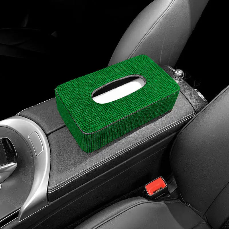 New Luxury Rhinestone Car Tissue Box Holder Block-type Tissue Box for Center Console Armrest Box Seat Back Bling Car Accessories