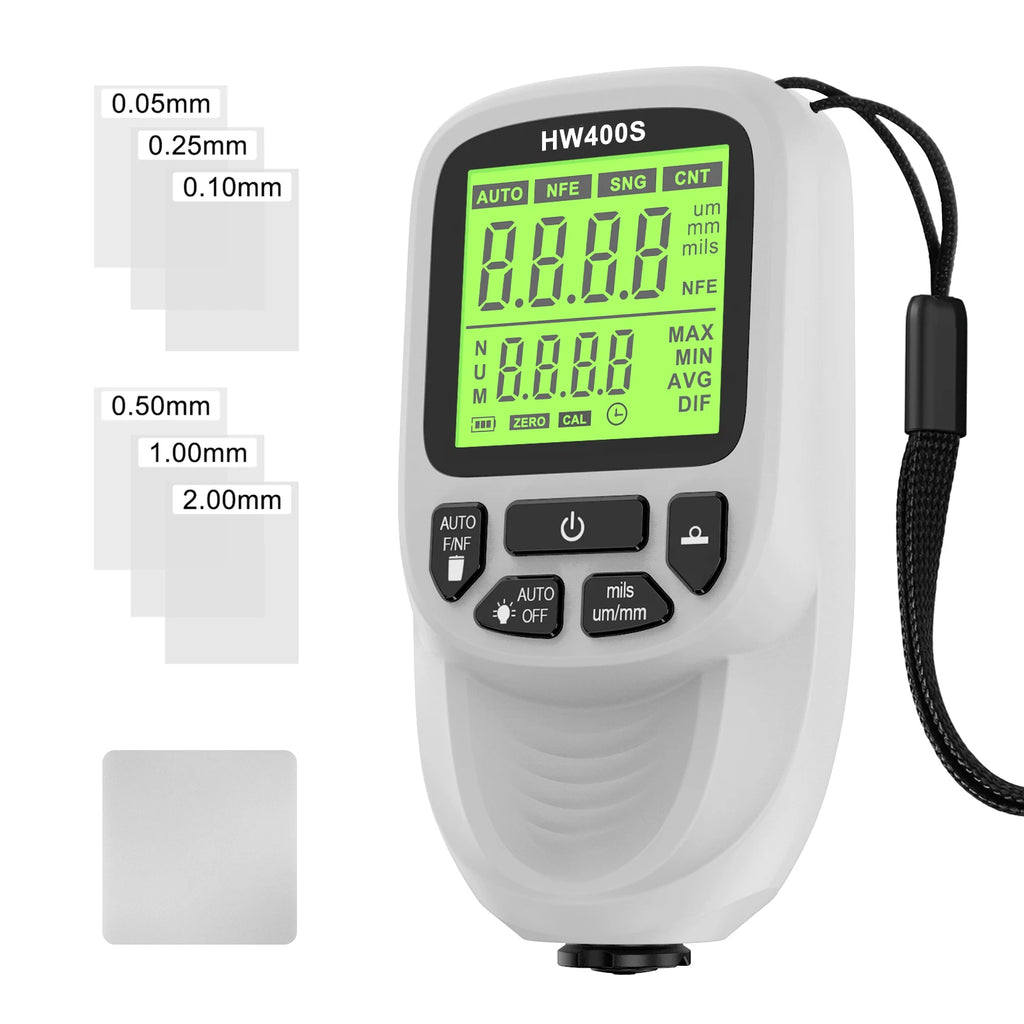 New HW400S Car Paint Film Tester Coating Thickness Gauge Car’s Original Coating Auto Car Paint Meter0-2000um Fe and NFe Probe