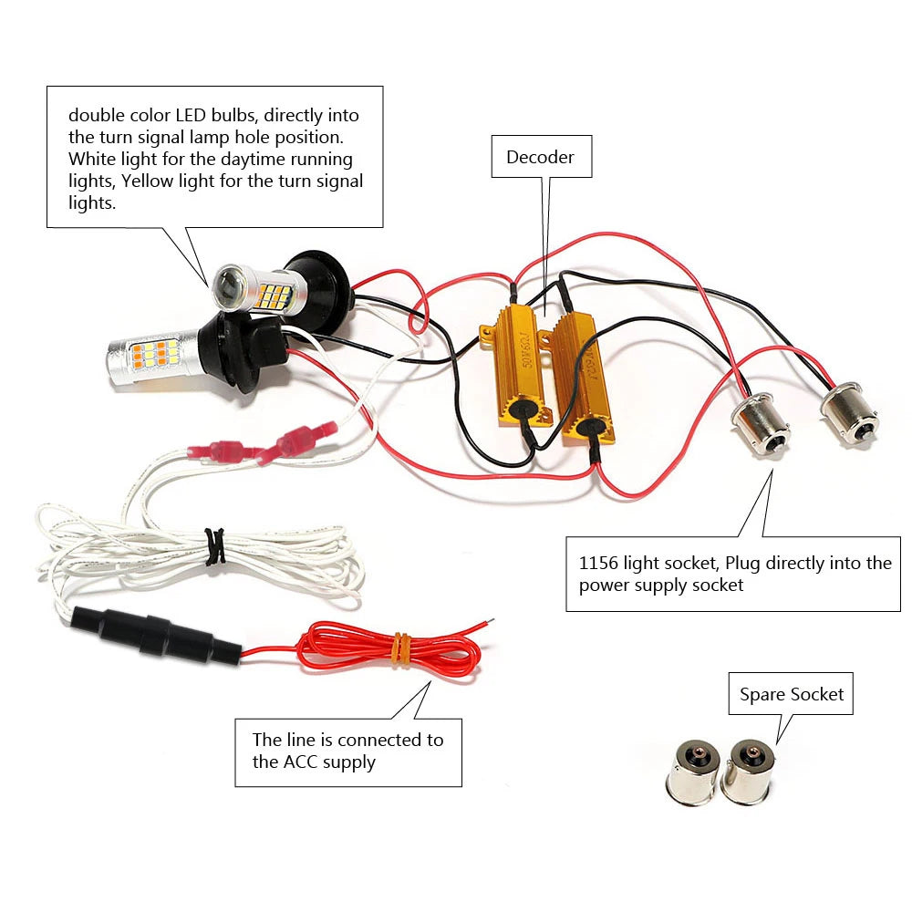 Car Turn Signal Light 2 In 1 DC 12V 1156 42 LEDs Daytime Running Lights Auto Lamps Car-styling 2Pcs/Set LED Car DRL
