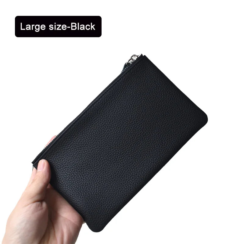 All Genuine Cow Leather Fashion Women Small Wallet For Ladies Zipper Card Purse Key Storage Bag High Quality Short Wallet Female