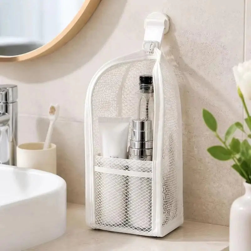[CL]Breathable Mesh Travel Toiletry Bag With Stand Up Design Storage Pockets For Vacation Business Trip