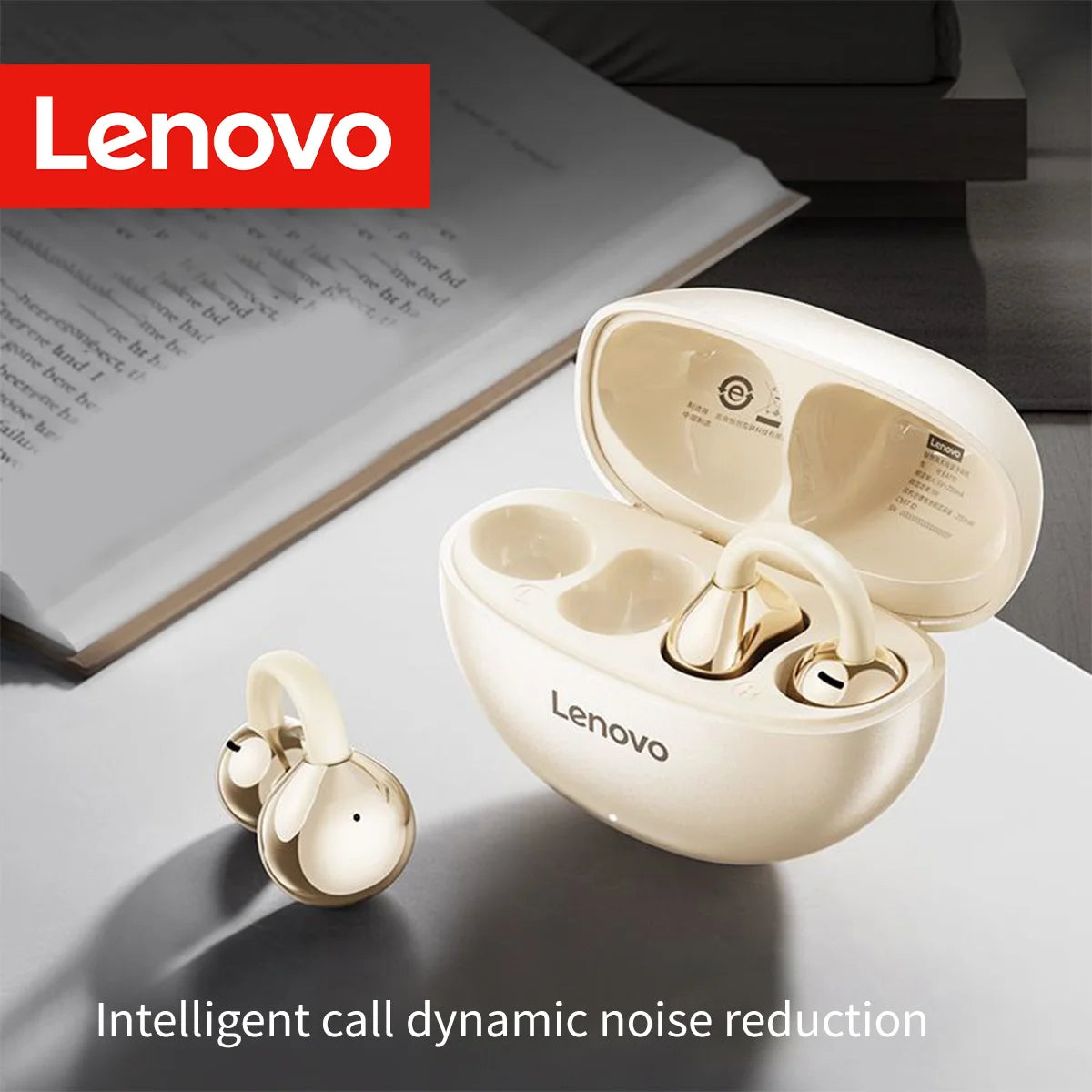 Lenovo TWS Lightweight Mini Earphones Dual Mic Noise Reduction Stereo Bass HD Call Comfortable Bluetooth Earbuds