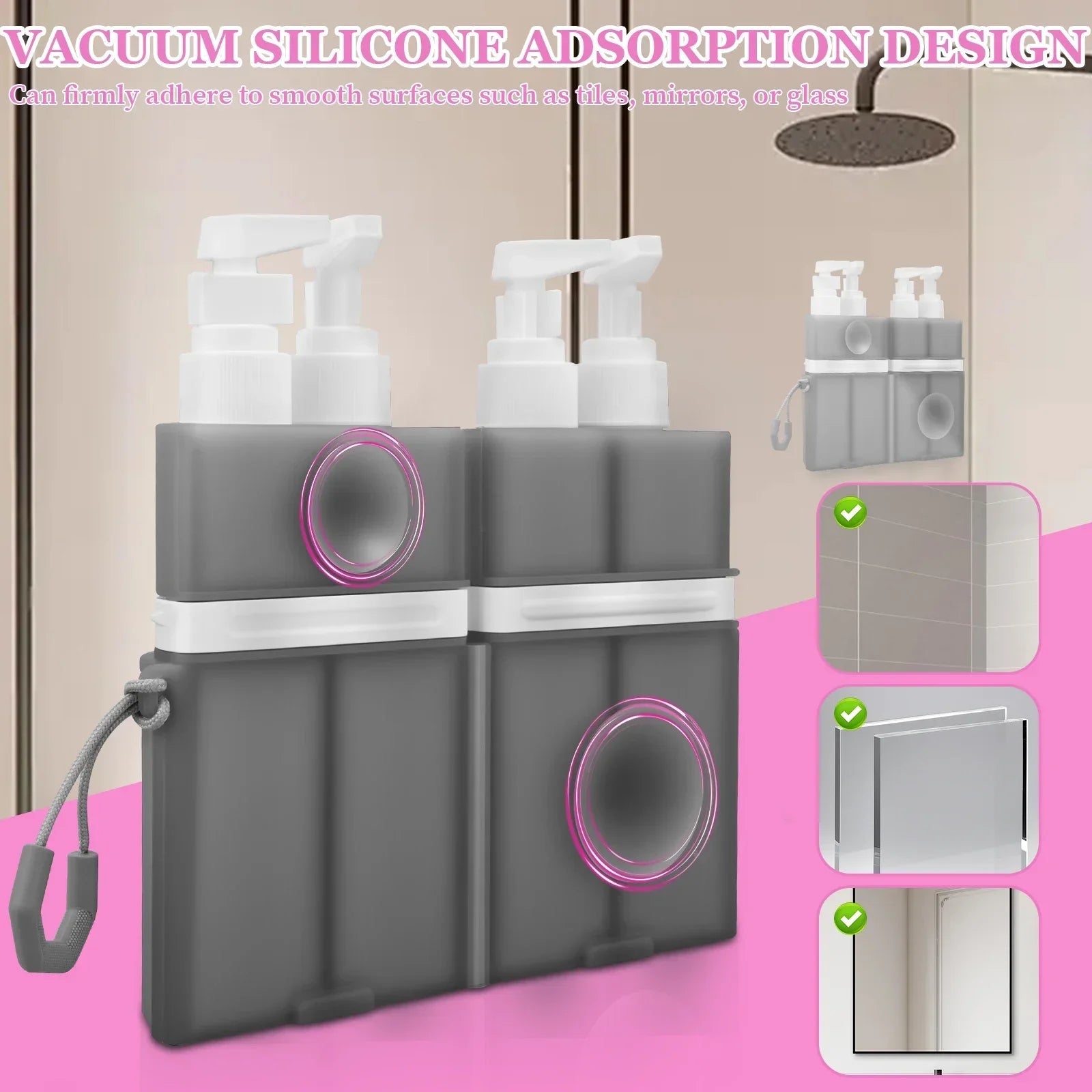 4 in 1 Travel Toiletry Container Portable Leak Proof Dispenser Bottle with Suction Cup for Shampoo Conditioner Body Wash Lotion