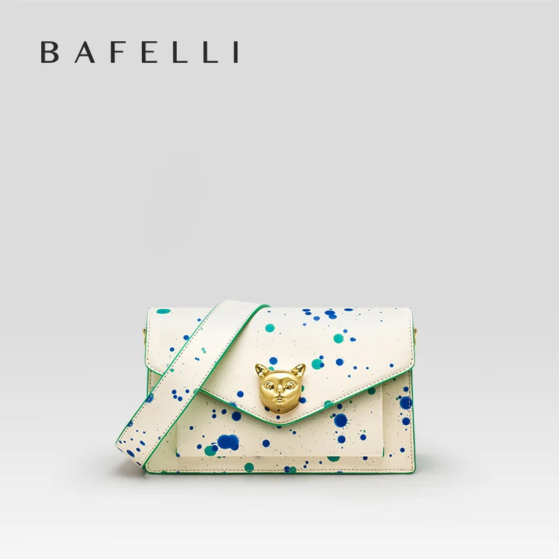 BAFELLI 2026 WOMEN'S BAG FASHION TREND LUXURY BRAND LEATHER FLAP CROSSBODY PURSE CAT SUMMER STYLE ORIGINAL DESIGNER HANDBAGS