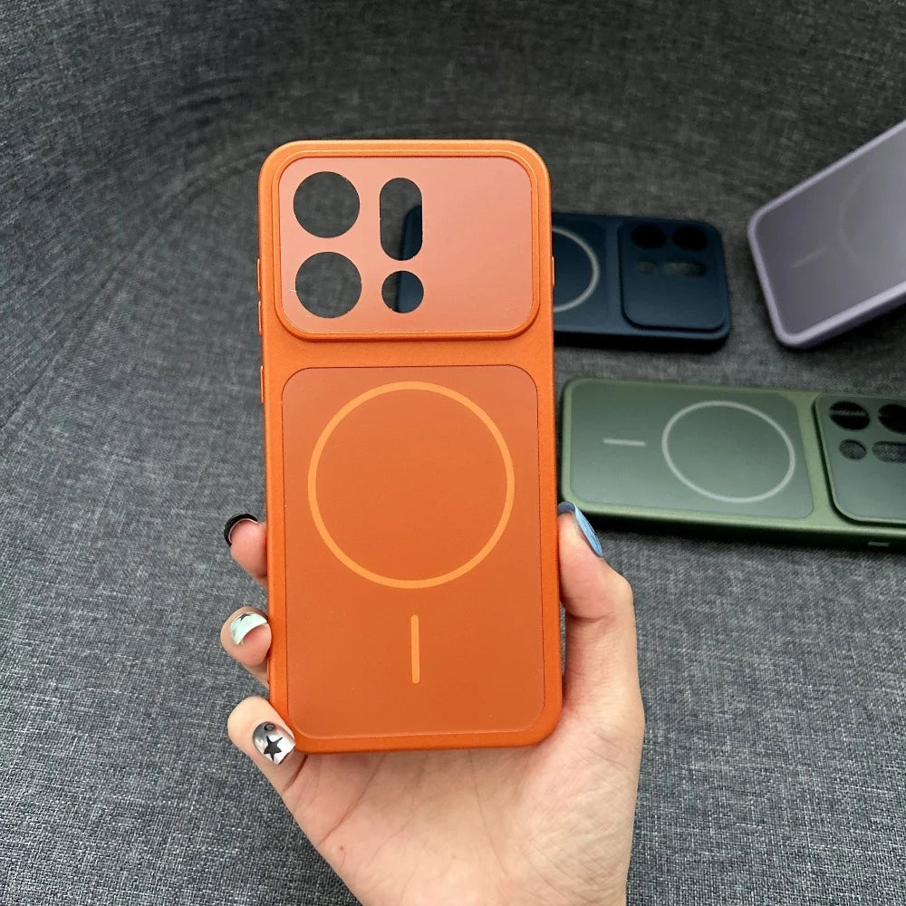 Original Nano Frosted Glass For Magsafe Magnetic Phone Case For OPPO Find X9 X9Pro Wireless Charge Shockproof Orange Armor Cover