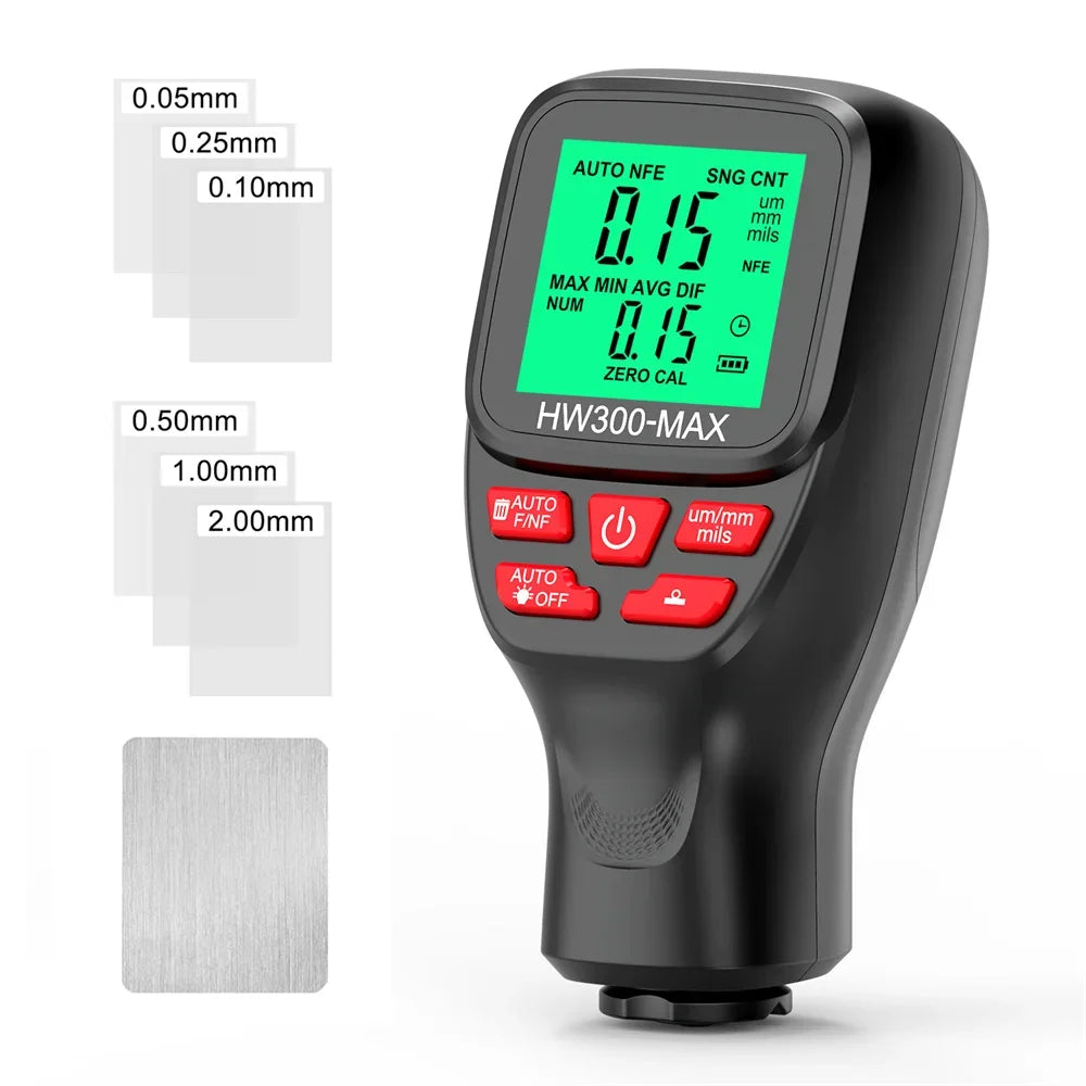 HW-300 Car Paint Film Thickness Tester 0-2000UM Coation Thickness Gauge Automotive Paint DFT Meter Car Coating Measuring Tools