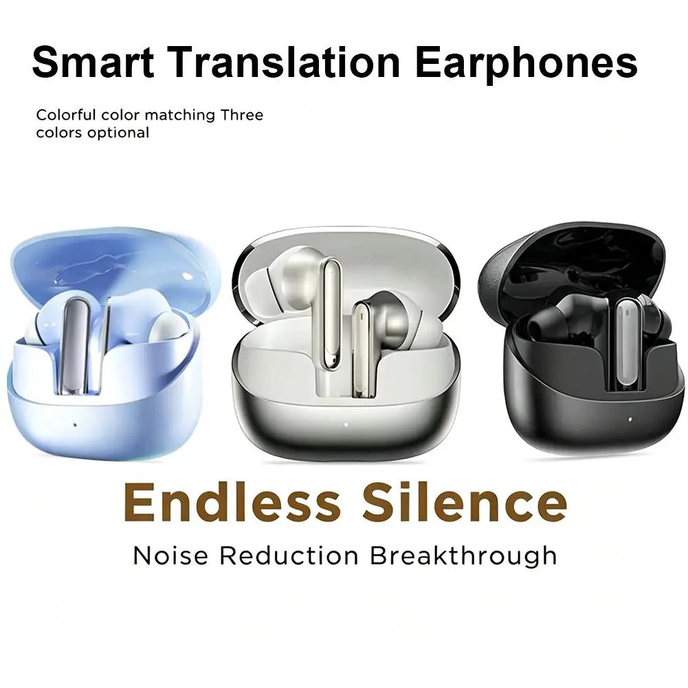 AI Translation Earbuds Real-time Translator Wireless Bluetooth 5.3 Headphones 144 Languages Noise Reduction Smart Earphones