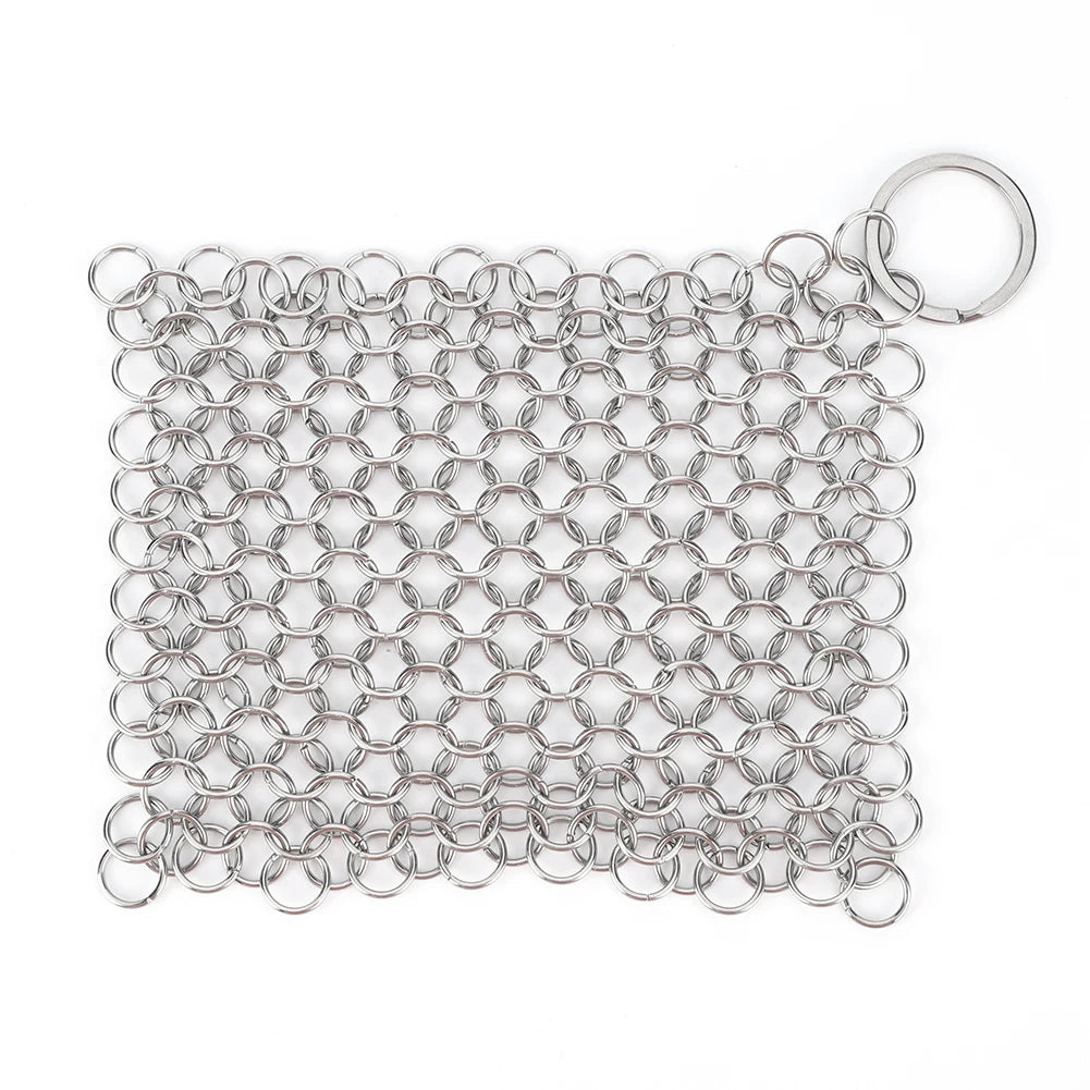 316 Stainless Steel Cast Iron Cleaner Chain Mail Scrubber Brush Pan Net Home Cookware Kitchen Tool Clean Kitchen Small Items