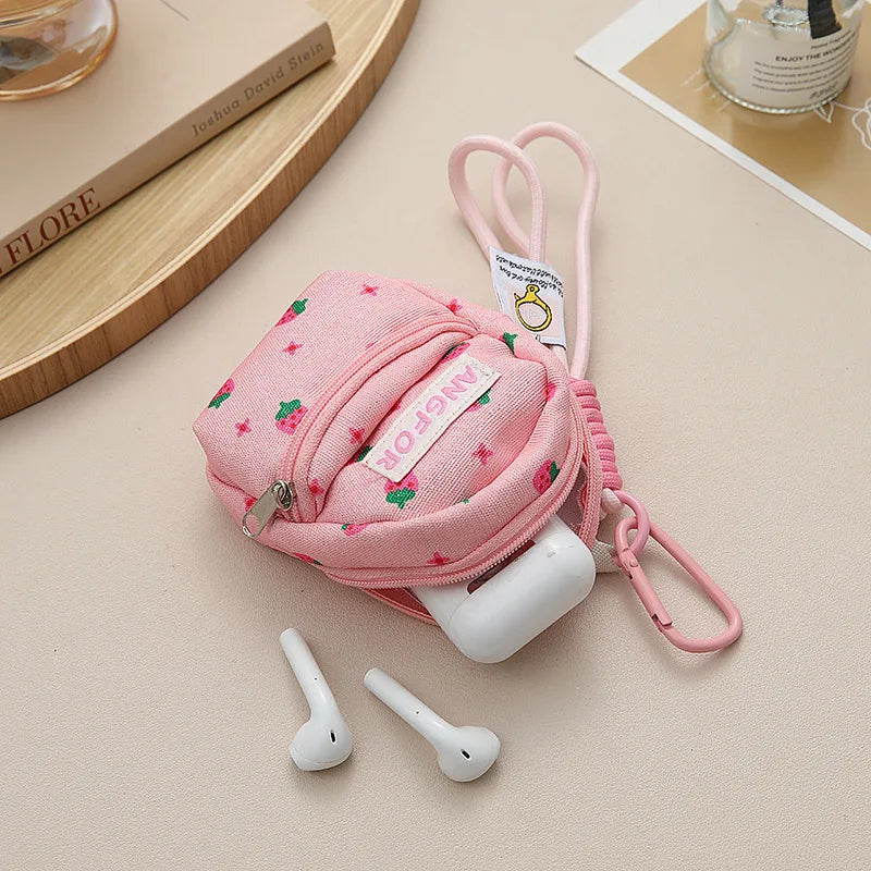 Mini Lipstick Earphone Bag, Trendy Niche Design Pendant Coin Purse, Cute Bag Charm with Lanyard