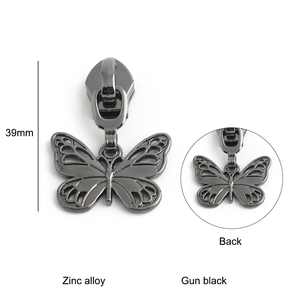 10/40/100PCS Owl/Dragonfly/Bee/Butterfly Shape 5# Nylon Zipper Sliders For Decorative Zipper Tab Bags Pocket Sewing Accessories
