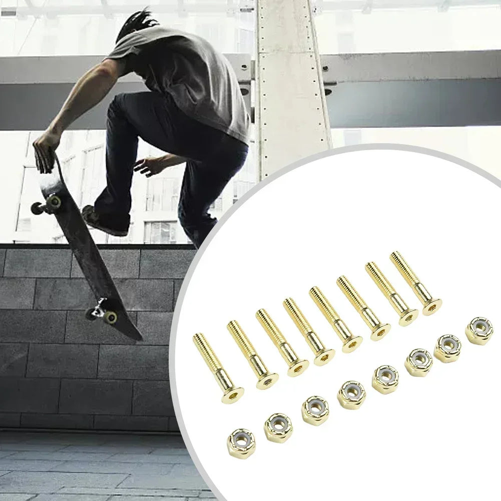 16Pcs Screws Bolts+Nuts 25/28/30mm Accessories Carbon Steel Long Board M5 Nuts Replacement Skateboard Tool
