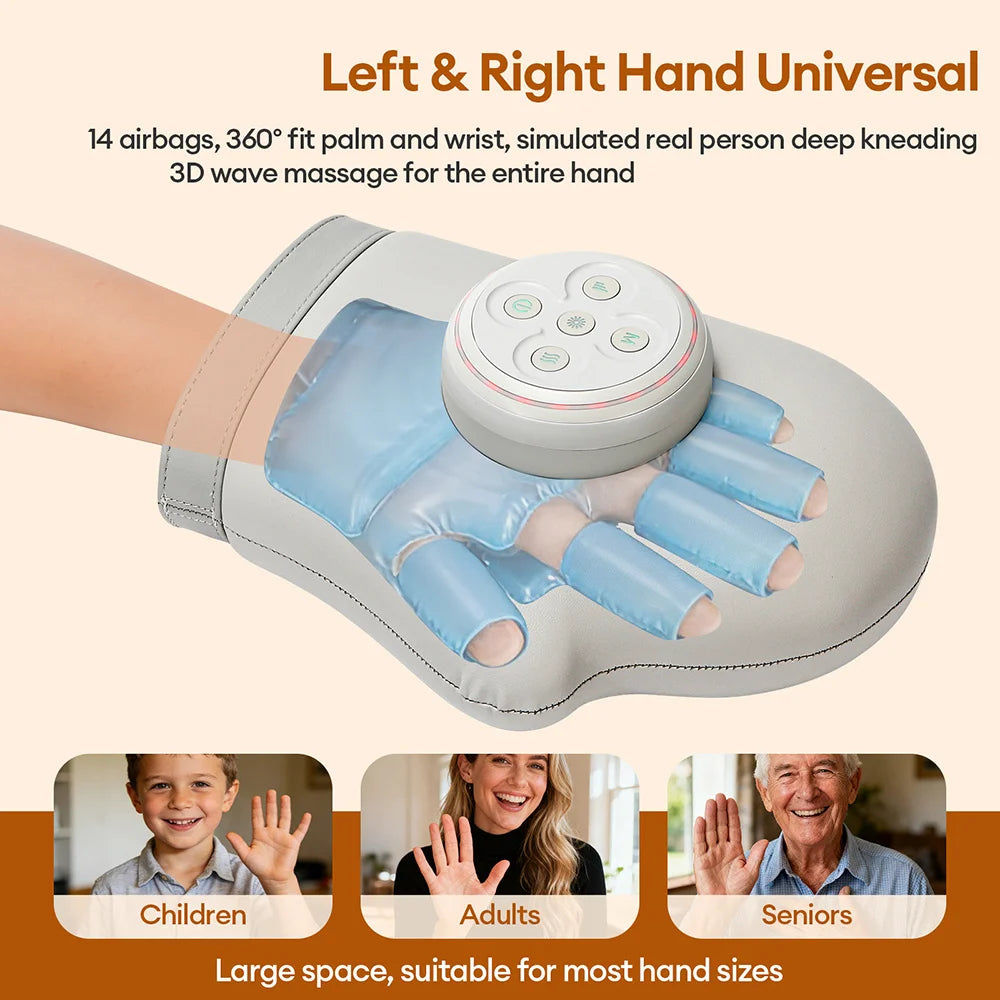 Electric Hand Massager Air Pressure Kneading Wrist Massager Airbag Finger Massage Glove Hot Compress Acupoint Finger masajeador