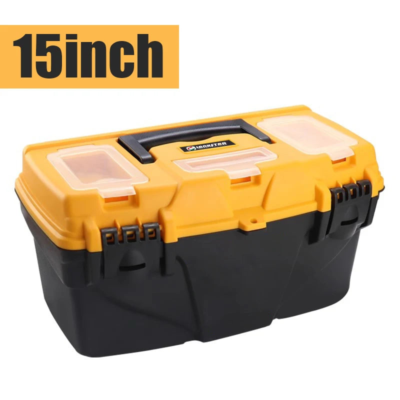 15 Inch Hardware Tools box, Plastic Thick Combination Suitcase Electrician Carpenter Electric Drill Storage Box