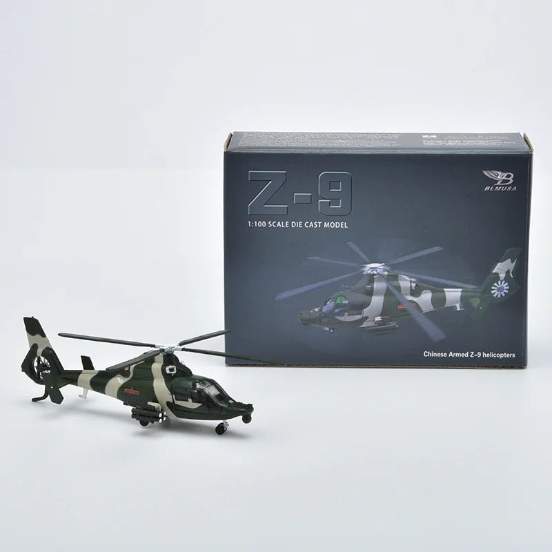 1:100 Scale Zhi9 Helicopter Model: Die-Cast Alloy Construction with Detachable Metal Base—High-Quality Realistic Model Toy