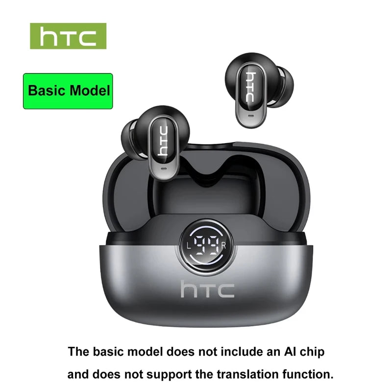 HTC NE79 Real Time Translation Earphone Bluetooth HiFi Music HD Call Noise Reduction Wireless Earbud LED Display With Mic