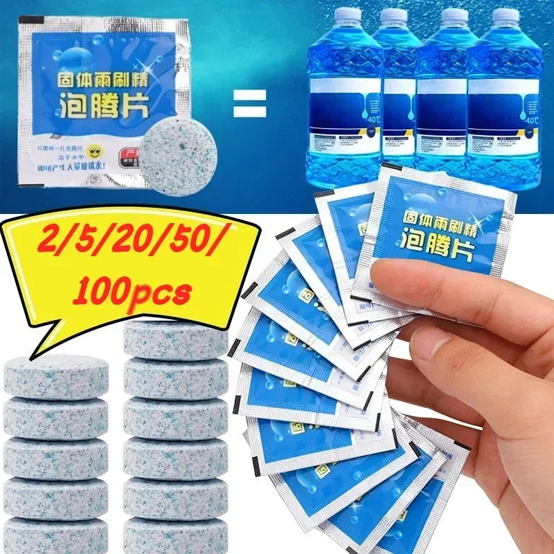 2-100PCS Solid Cleaner Car Windscreen Cleaner Effervescent Tablet Auto Wiper Glass Solid Cleaning Concentrated Tablets Detergent