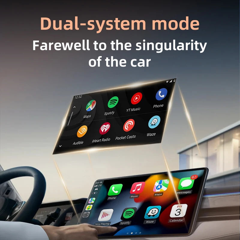 2in1 Mini Wired to Wireless CarPlay Adapter Android Auto Dongle WiFi USB Plug&Play Auto Connect for Audi Porsche Mercedes Kia