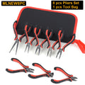 NEWACALOX 8Pcs Mini Pliers Set Jewelry Making Beading Wire 4.5 Inch Wire Cutter Pliers Manual Diagonal Pliers DIY Plier Set