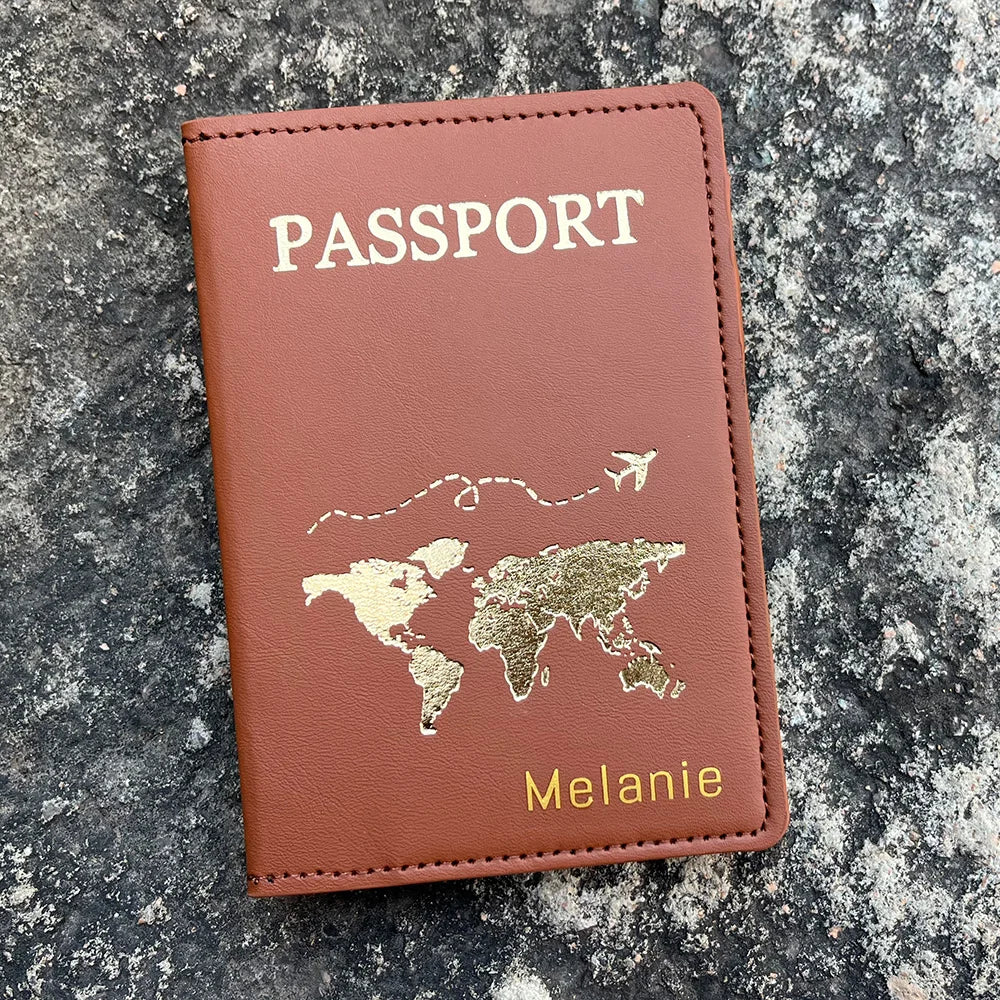 Cute Personalised Passport Cover Women with Names Engraved Passport Holder for Couples