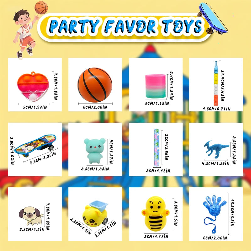 102pcs Kids Birthday Pinata Toys with Snap Bracelets Push Bubble Fidget Toy Carnival Prize Fun Gifts for Children