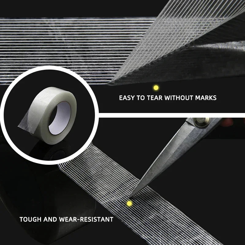 50m/roll Strong Glass Fiber Tape Industrial Strapping Packaging Fixed Seal Transparent Striped Single Side Adhesive Tapes
