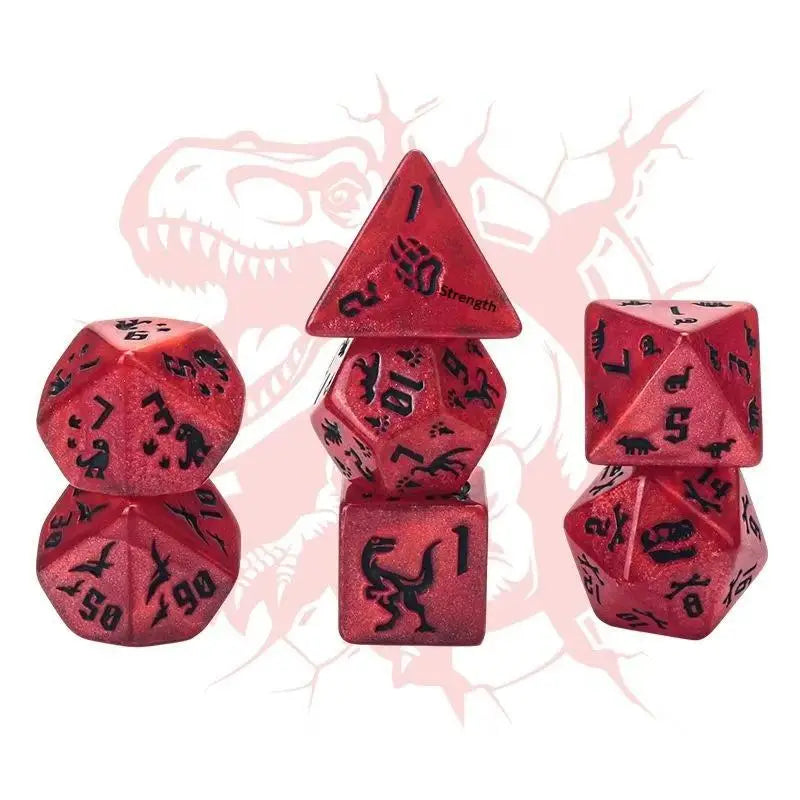 7Pcs/Set Dinosaur Dice Clear Engraved Digits Dice For Prehistoric Dinosaur For Tabletop Board Game Nights