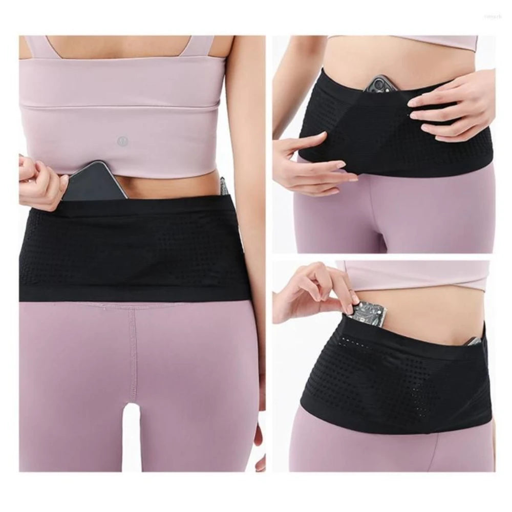 Seamless Invisible Running Waist Belt Bag Gym Bags Unisex Sports Phone Bags for Fitness Jogging Cycling Flat Fanny Pack Travel