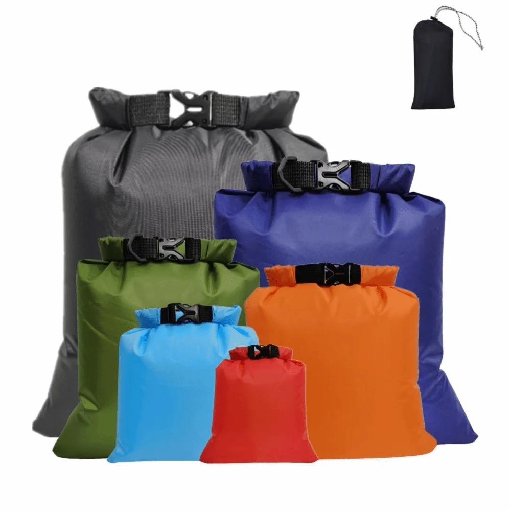 6 Pcs/Set Polyester Taffeta Outdoor Waterproof Storage Bags Lightweight Multi-Size Waterproof Storage Bags Waterproof Dry Bags