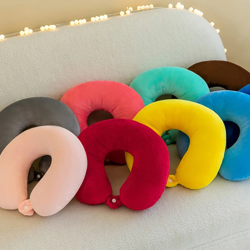 U-Shaped Neck Pillow for Cervical Support Portable Travel Pillow for Sleeping and Car Rides Massage Pillow for Naps PP Cotton U-