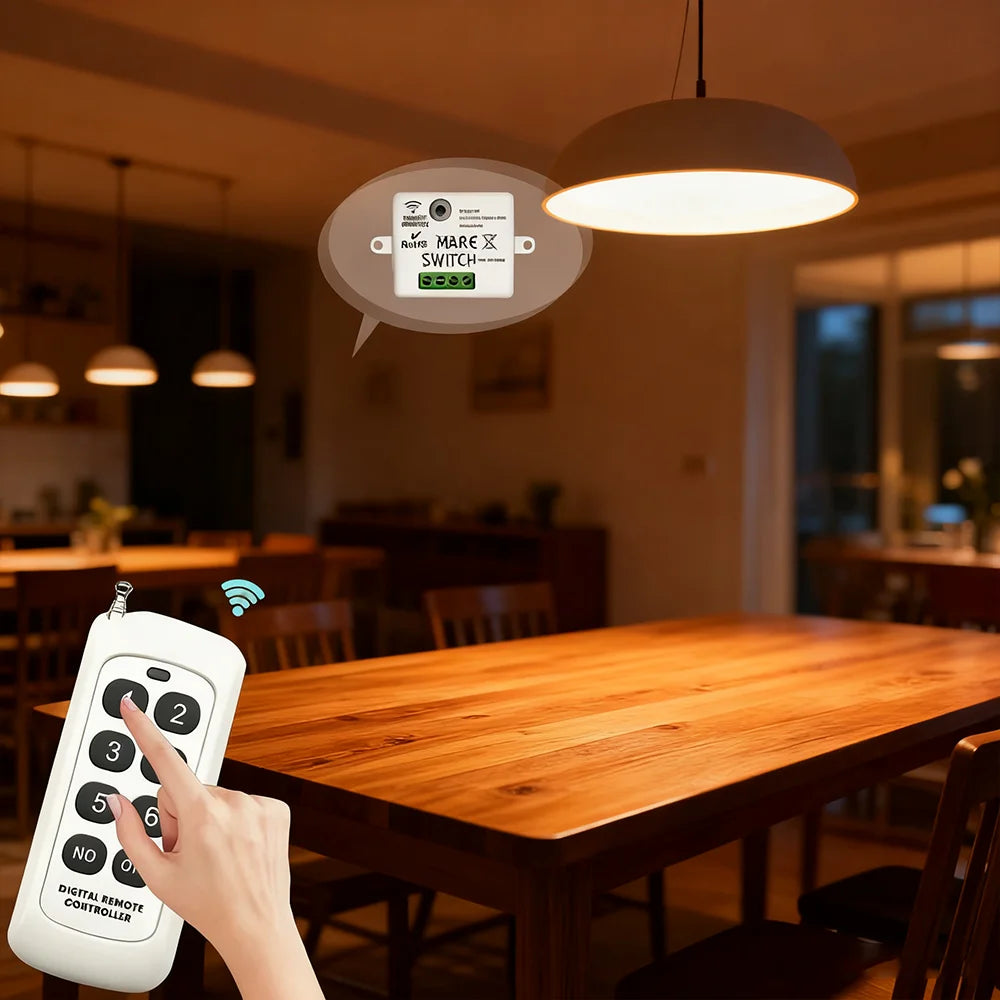 Mini Wireless Smart Light Switch with Remote Control 1000M Distance 433 Mhz RF Relay Receiver 220V Swi