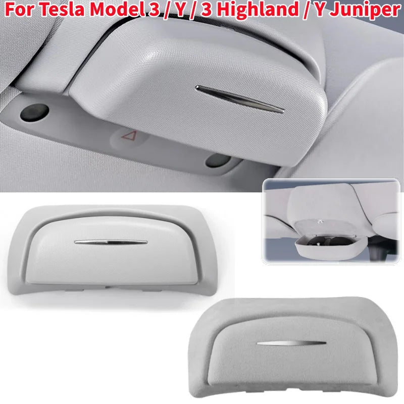 Car Glasses Case Wear-Resistant Sunglasses Holder Storage Box ABS/Suede For Tesla Model 3 / Y / 3 Highland / Y Juniper