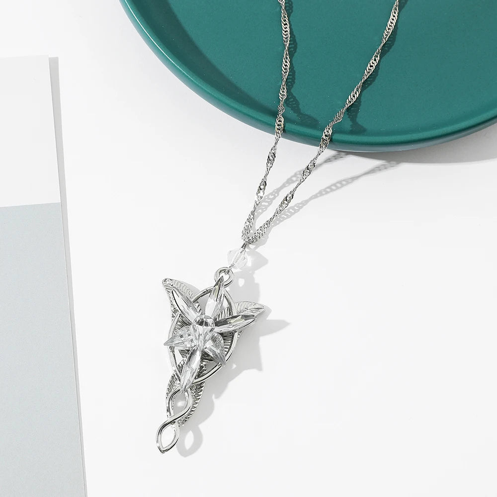 Evenstar Necklace Arwen Elf Princess Pendant Crystal Exquisite Choker Jewelry Gift for Women Movie Accessories