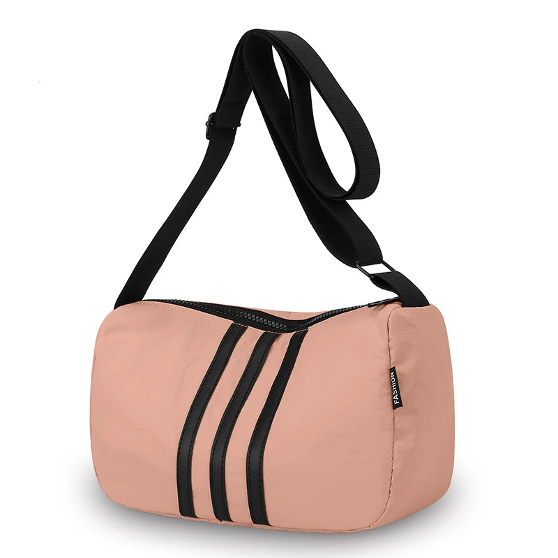Crossbody Bag Women Large Capacity Nylon Striped Casual Sports Single Shoulder Purse Oxford Travel Handbag Outdoor Gym Luggage