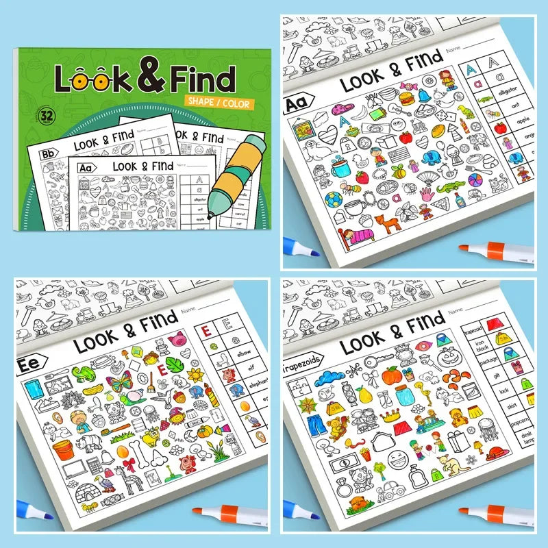 Children's Hidden Object Coloring Book Kids Find Items Coloring & Drawing Book Educational Flashcard, Handwriting Exercise Book