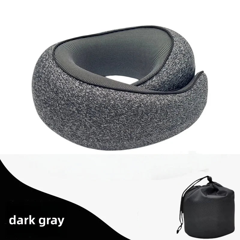 Portable U-shaped Travel Pillow Memory Foam Snail Pillow Travel Neck Support Neck Pillow Adjustable Soft Noon Break Pillows