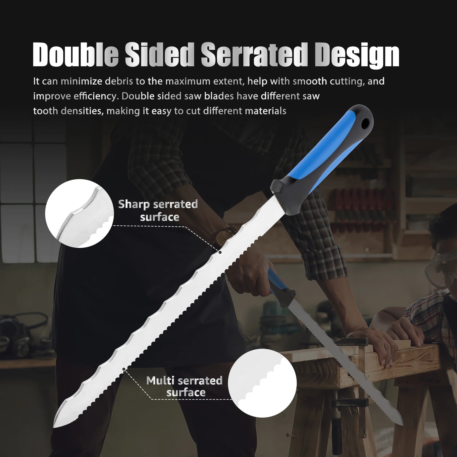 1/2 Pcs Insulation Knife with Sheath Rustproof Double Sided Serrated Duct Knife Tool for Cutting Heat Material Foam Styrofoam