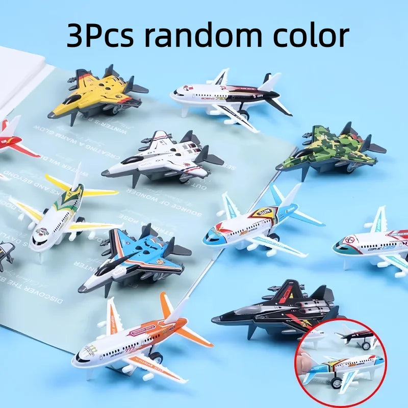 3PCS Airplane Model Fidget Toy Mini Plastic Airplane Model Pull-Back Sliding Crash-Resistant Airplane Toy Birthday Party Favor