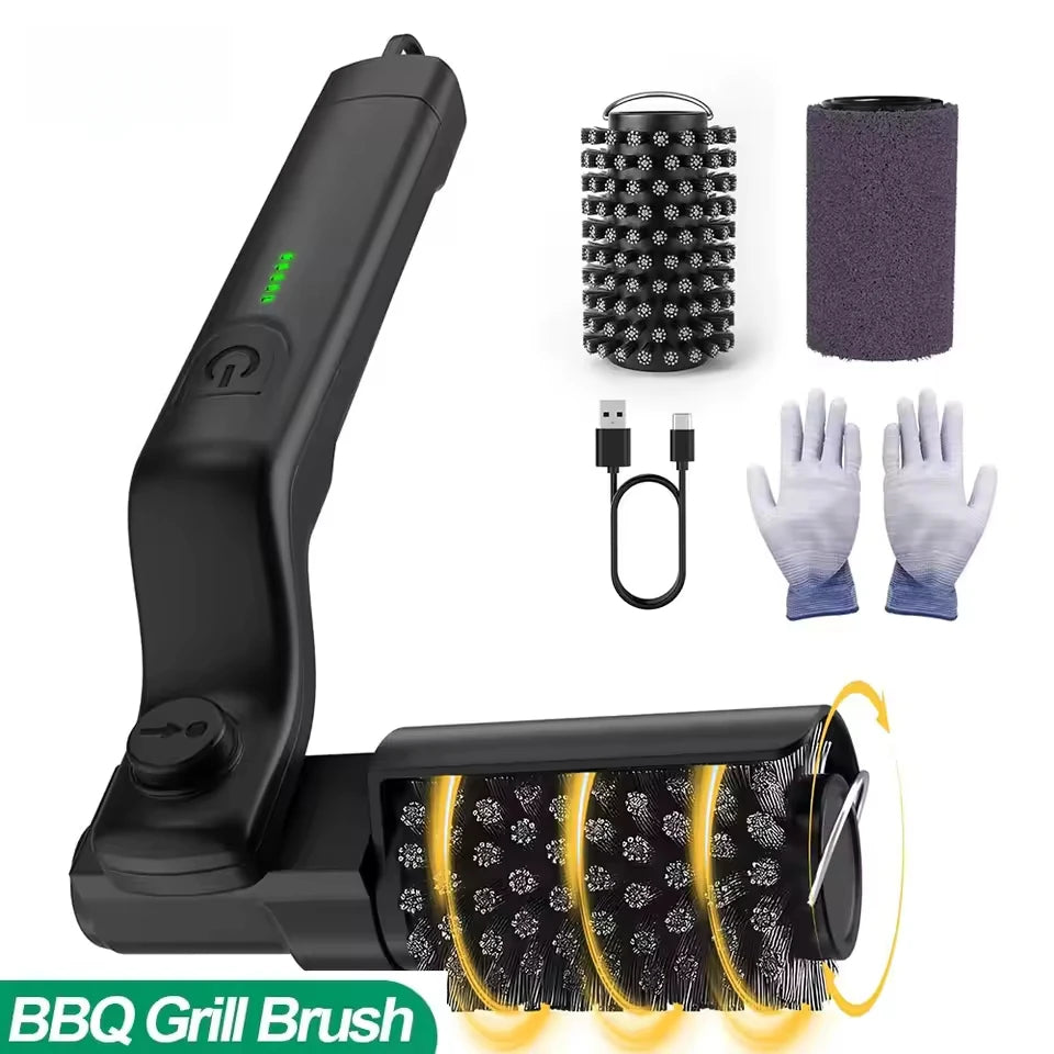 Electric BBQ Grill Brush 180° Adjustable Stainless Steel Brush Head Grill Cleaning Brush for Outdoor Grilling and Kitchen Grates