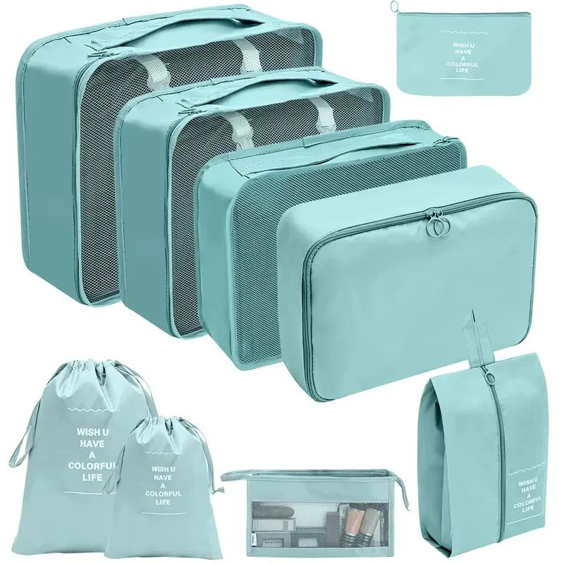7/8/9/10/11 Pcs Set Travel Organizer Storage Bags Suitcase Packing Cubes Set Cases Portable Luggage Clothes Shoe Tidy Pouch