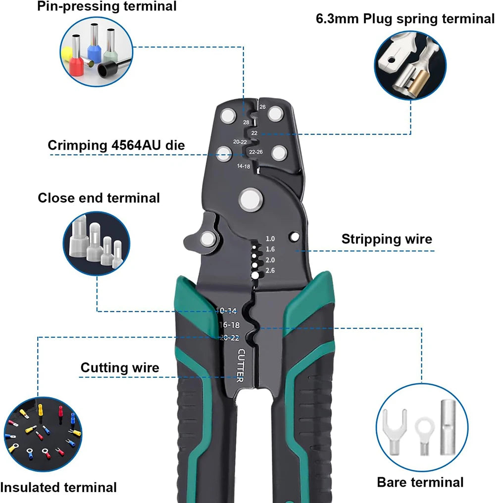 4 In1 Multifunctional Crimping Terminal Pliers， Mini Electric Crimping Plier Wire Stripping Cutting Hand Crimping Pliers Tools