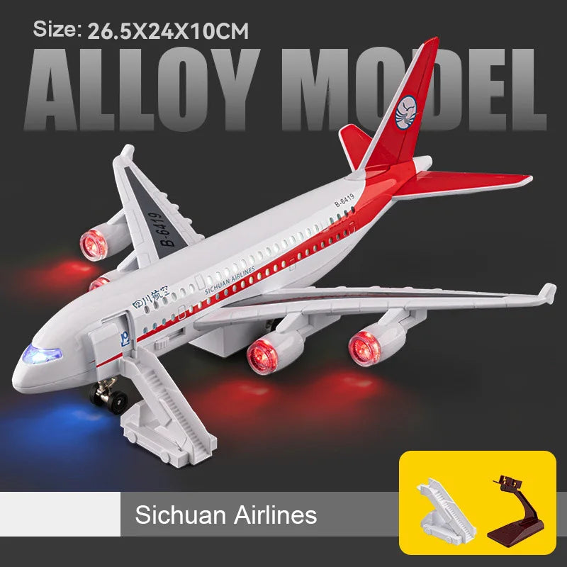 1:32 China Eastern Sichuan Airlines Aircraft Model Toy Music Light Pull Back Foldable Front Wheels Airplane Models Kids Gifts